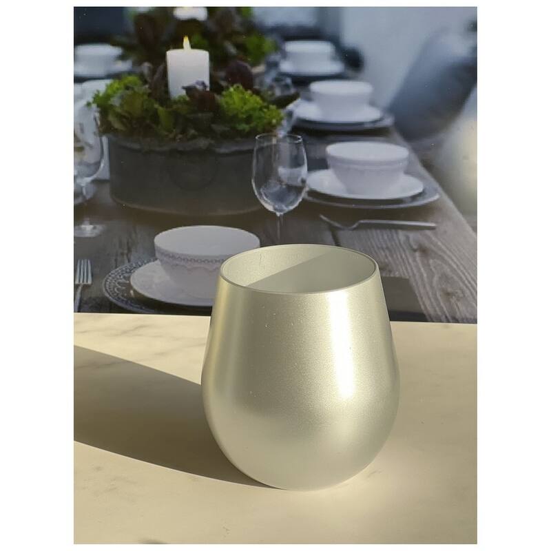 Metallic Silver Color Plastic Wine Glasses Set of 4