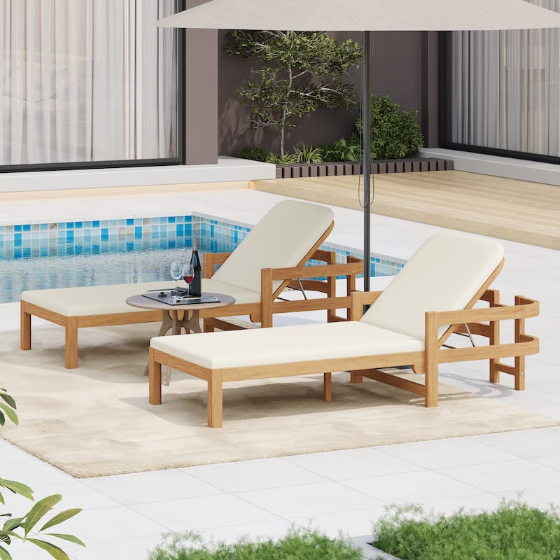 Christopher Knight Home- Cart Outdoor Acacia Wood Adjustable Chaise Lounge (Set of 2)