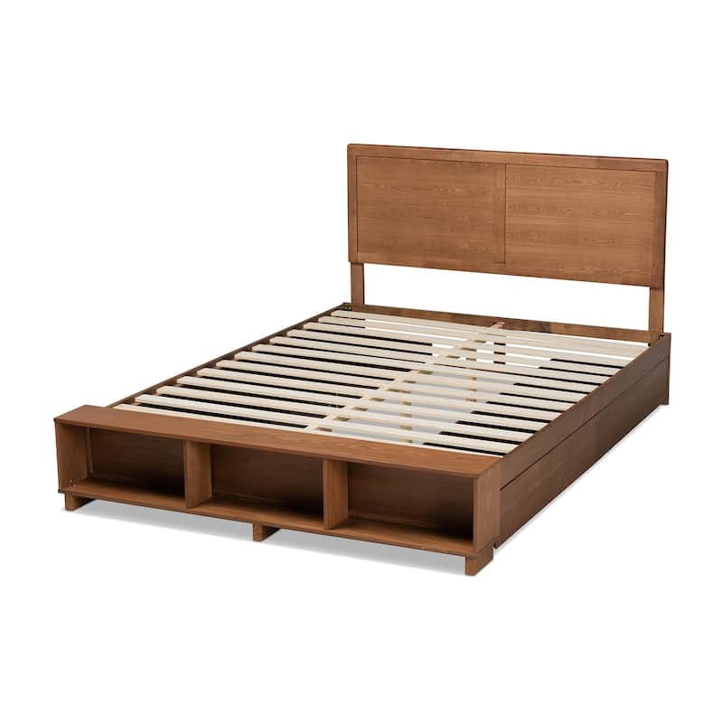 Tamsin Modern Transitional 4-Drawer Storage Bed with Built-In Shelves