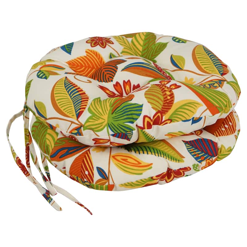 16-inch Round Tufted Indoor/Outdoor Chair Cushions (Set of 2) - 16"