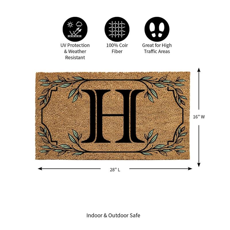 28 in. x 16 in. Monogram Coir Mat, Letter "H"