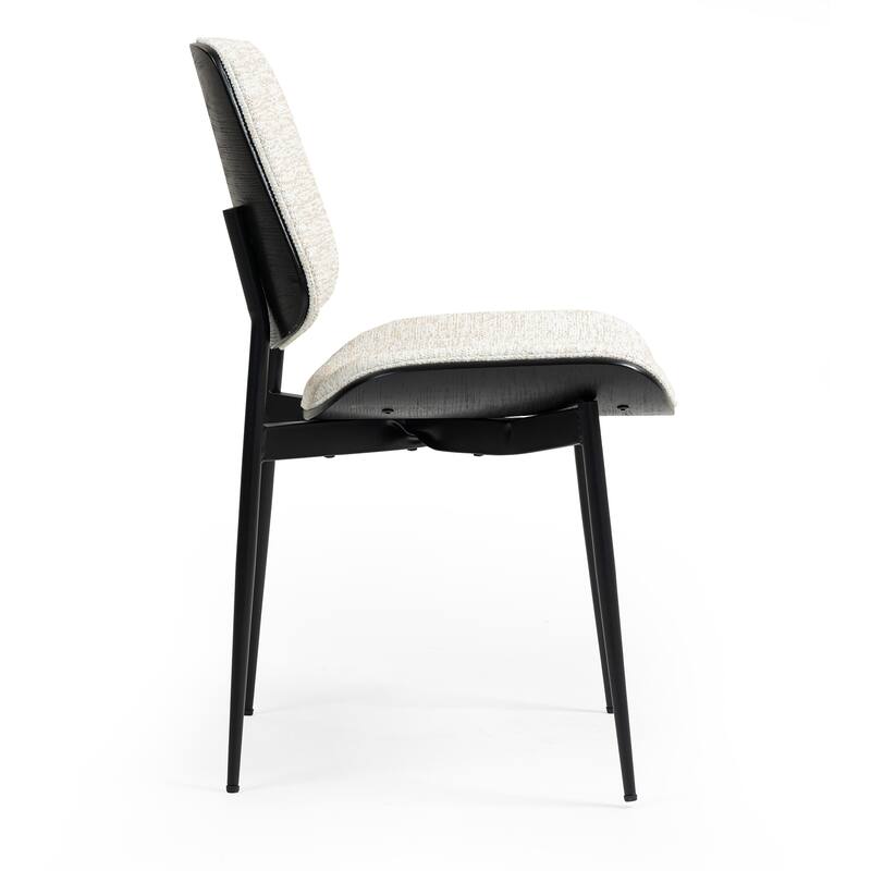 Set of 2 Bethwyn Beige Woven Fabric Dining Chair with Wood Back