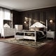 preview thumbnail 2 of 25, Roundhill Furniture Avellune 4-Piece Bedroom Set: Poster Bed with Dresser, Mirror, Chest, and 2 Nightstands, White Finish