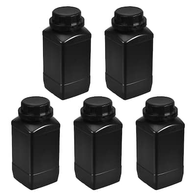 Plastic Lab Chemical Reagent Bottle, 1000ml/ 34oz Storage Bottles, Black 5pcs