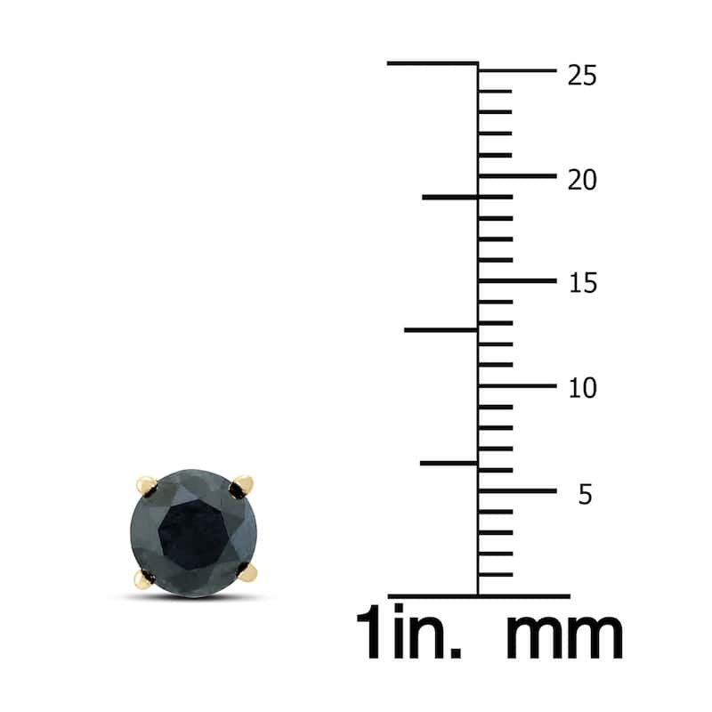 Marquee 3/4 Carat TW Round Black Diamond Solitaire Stud Earrings in 10K Yellow Gold