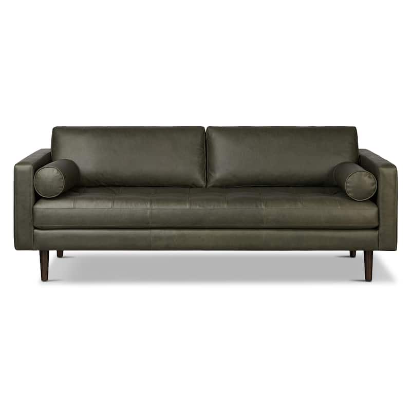 Poly & Bark Napa 88.5" Sofa - Genuine Italian Leather -  Olivine Green