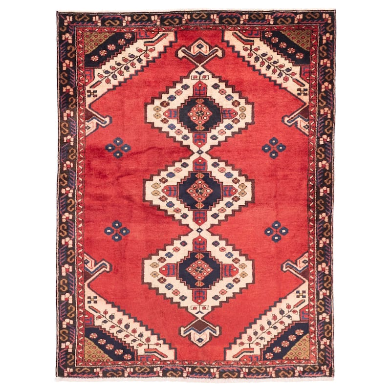 ECARPETGALLERY Hand-knotted Anatolian Vintage Red Wool Rug - 4'10 x 6'5