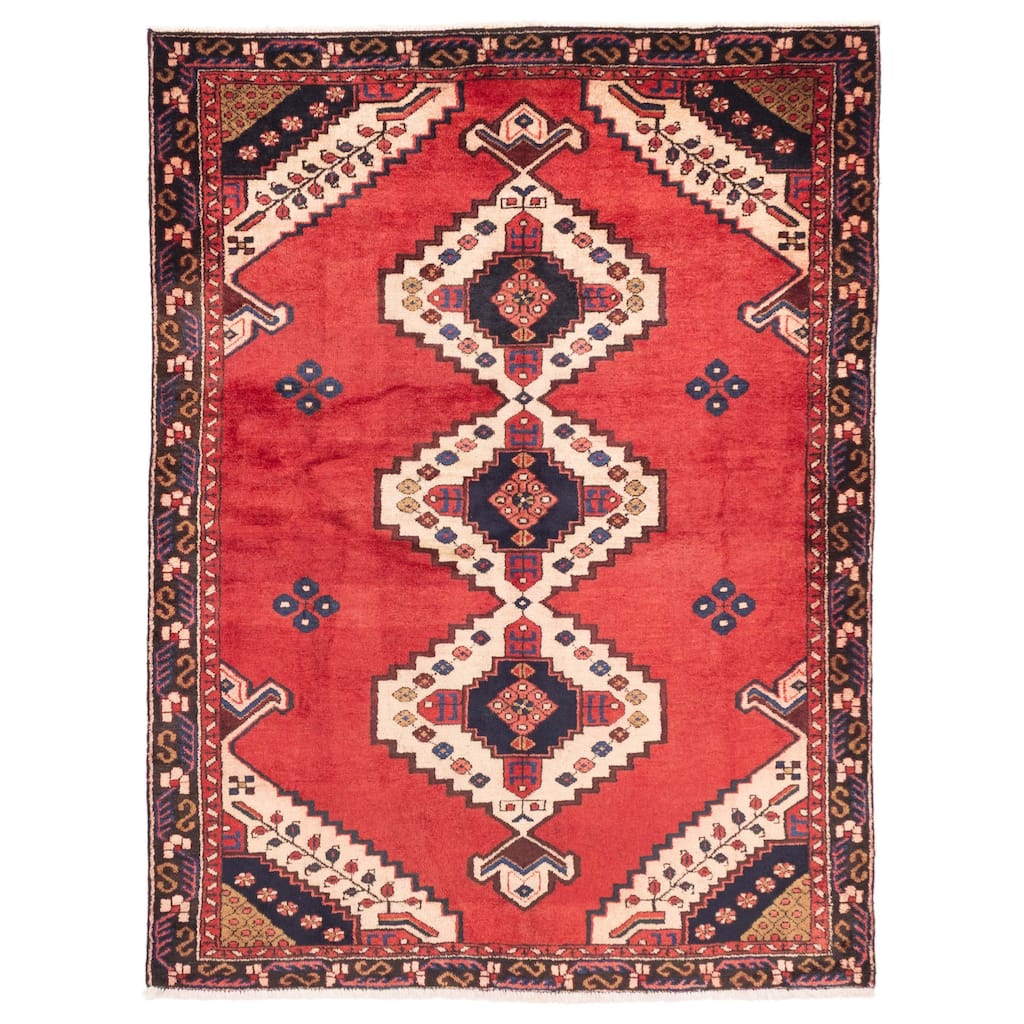 ECARPETGALLERY Hand-knotted Anatolian Vintage Red Wool Rug - 4'10 x 6'5