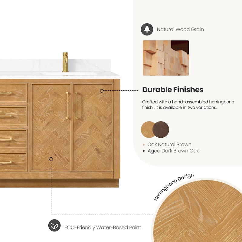 Jakarta Bath Vanity with Quartz Stone Top without Mirror