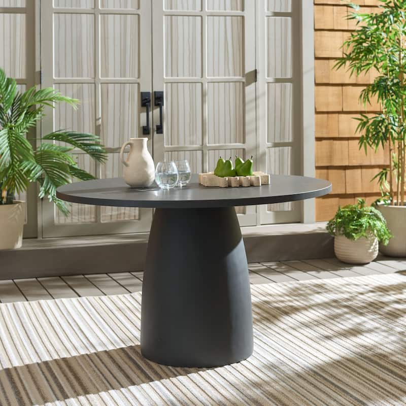 SAFAVIEH Outdoor Patio Furniture Tina Round Dining Table, Pedestal Table for Indoor and Outdoor Use - 47"W x 47"D x 30"H