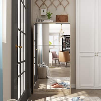 Kerrogee Floor Standing Mirror Shoe Cabinet Closet Shoe Organizers