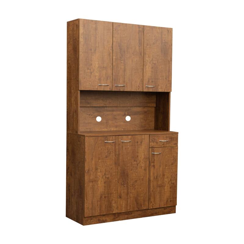 Modern Tall Cabinet with 6 Doors, 1 Open Shelf and 1 Drawer for Bedroom, Kitchen