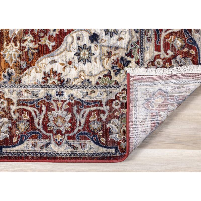 Sydney Collection - Red/Cream Classic Border Rug