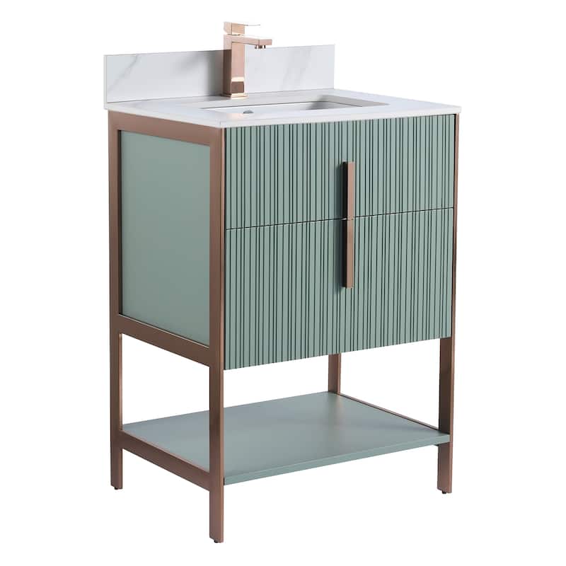 Fine Fixtures Serenity Modern Bathroom Vanity with White Carrara Stone Top