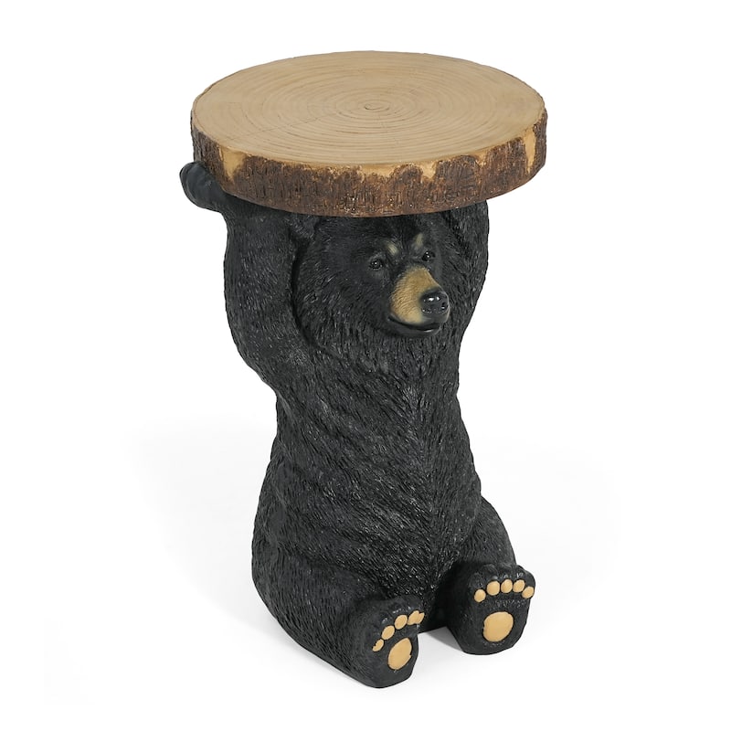 Christopher Knight Home - Blackthorn Bear MGO Side Table with Faux Wood-Top and Weather-Resistant Charm