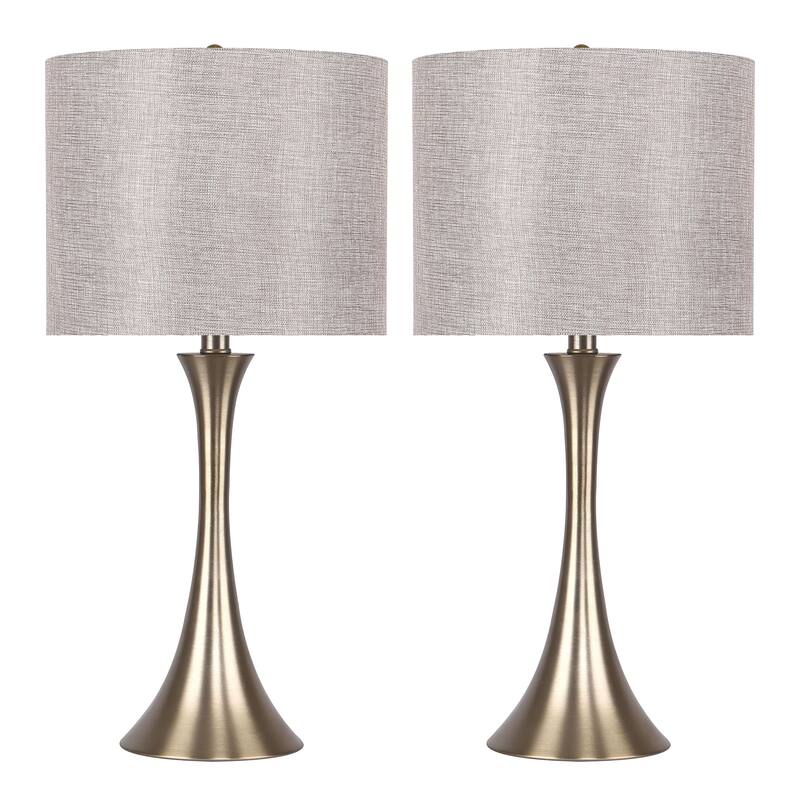 Porch & Den Bakkom 24" Metal Table Lamp (Set of 2) - Gold Plating/Golden Metallic Shade