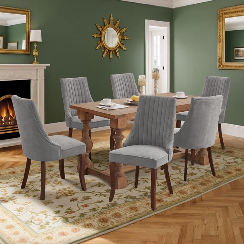 Comfy Fabric Upholstered Dining Chair (Set of 6) - Gray Velvet