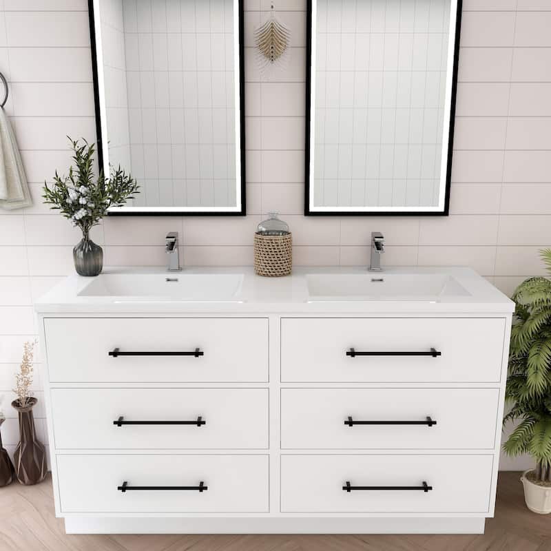 Victoria 60'' Free-standing Vanity with Double Reinforced Acrylic Sink - 59.5