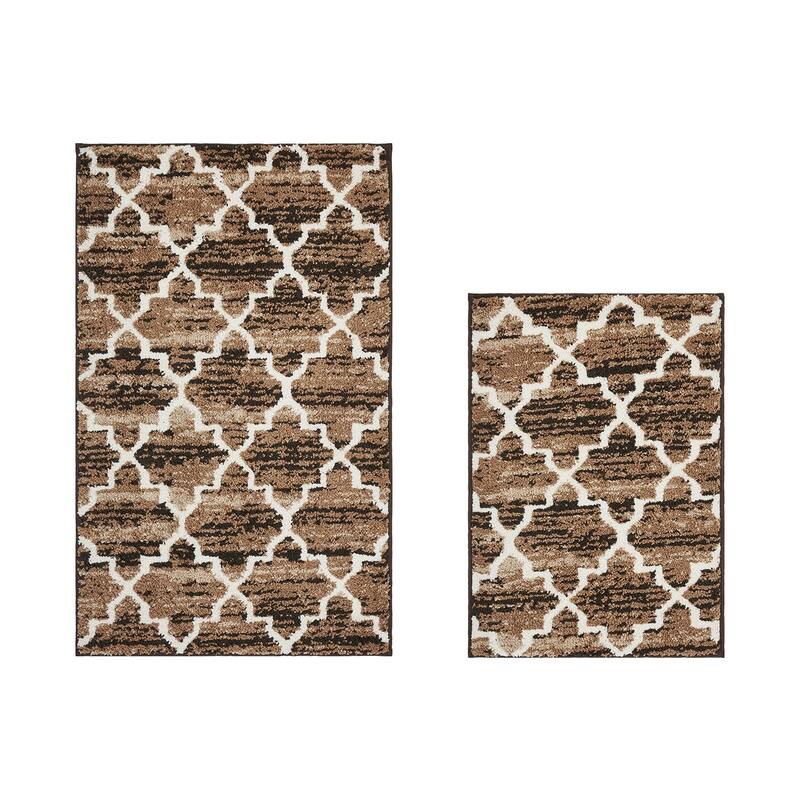 Better Trends Savio Collection 100% Micro Polyester Rectangle Soft Plush & Absorbent Water Machine Washable 2 Piece Bath Rug Set