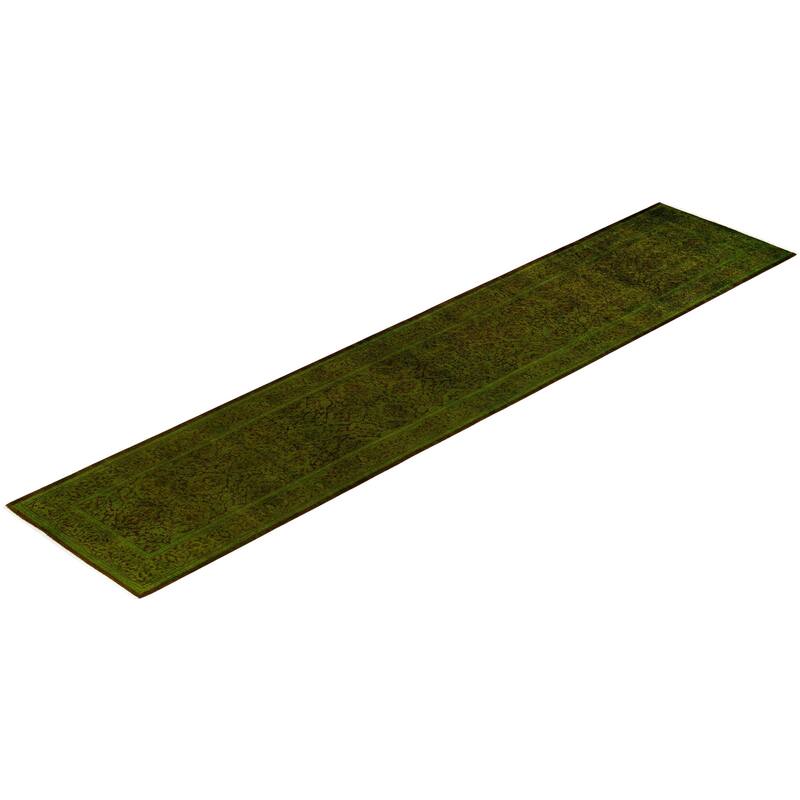 Overton Hand Knotted Wool Vintage Inspired Modern Contemporary Overdyed Gold Runner Rug - 2' 6" x 11' 8"