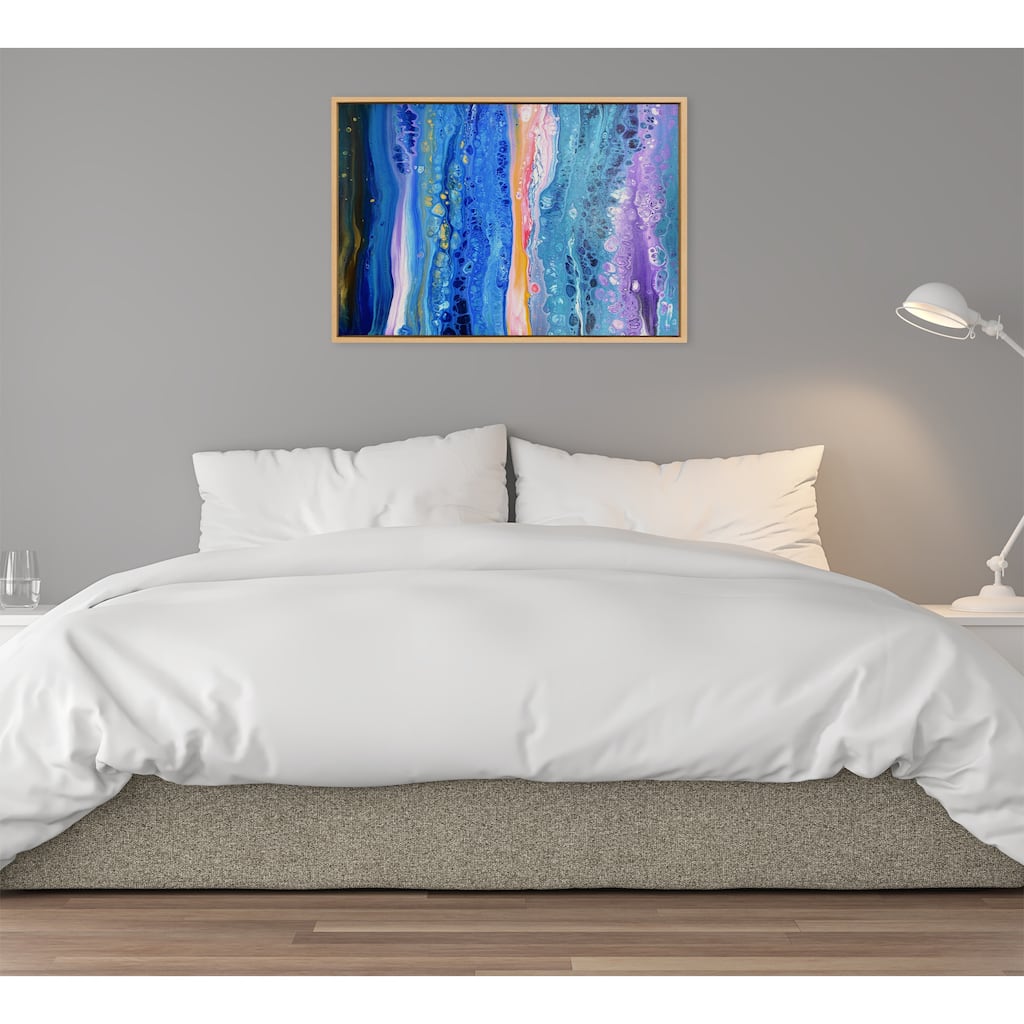 Kate and Laurel Sylvie Tropical Tides Framed Canvas by Xizhou Xie