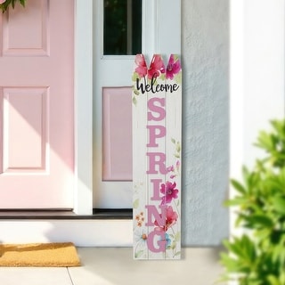 40" Welcome Spring Floral Outdoor Porch Board Sign Decoration - Bed Bath & Beyond - 39967597