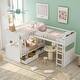preview thumbnail 2 of 9, Twin Size Bunk Bed with Attached Loft, 2-Drawers for Storage, Play or Study Space Below, Stylish White Design
