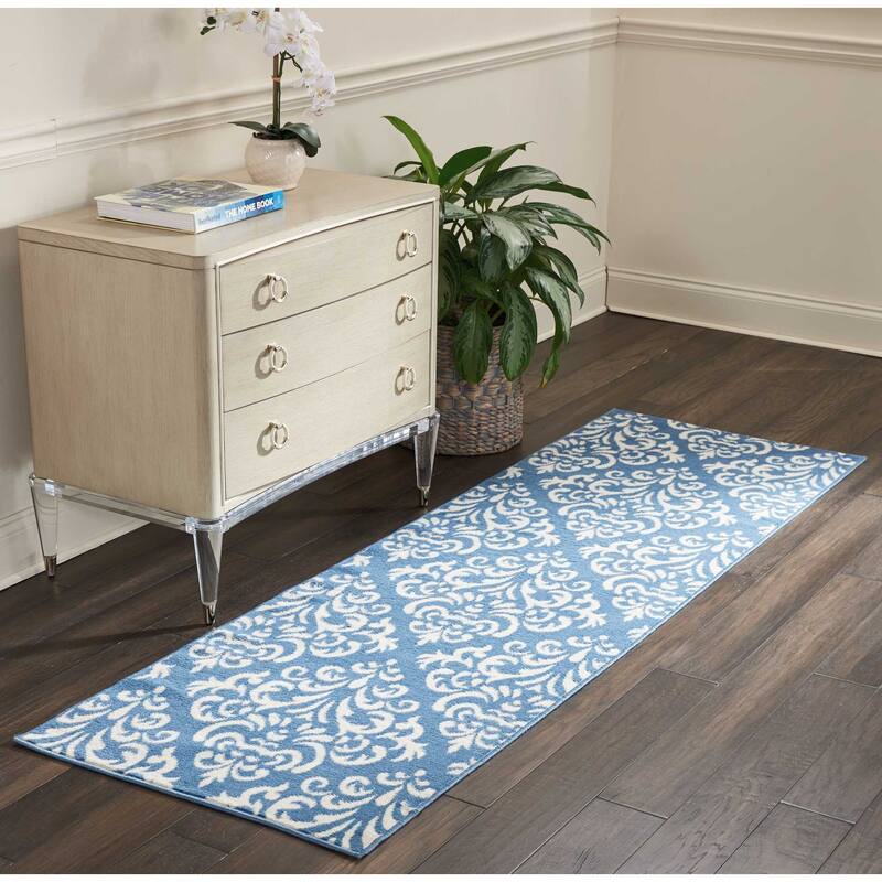 Nourison Grafix Geometric Persian Transitional Area Rug - 2' 3" x 7' 6" - Blue - Runner