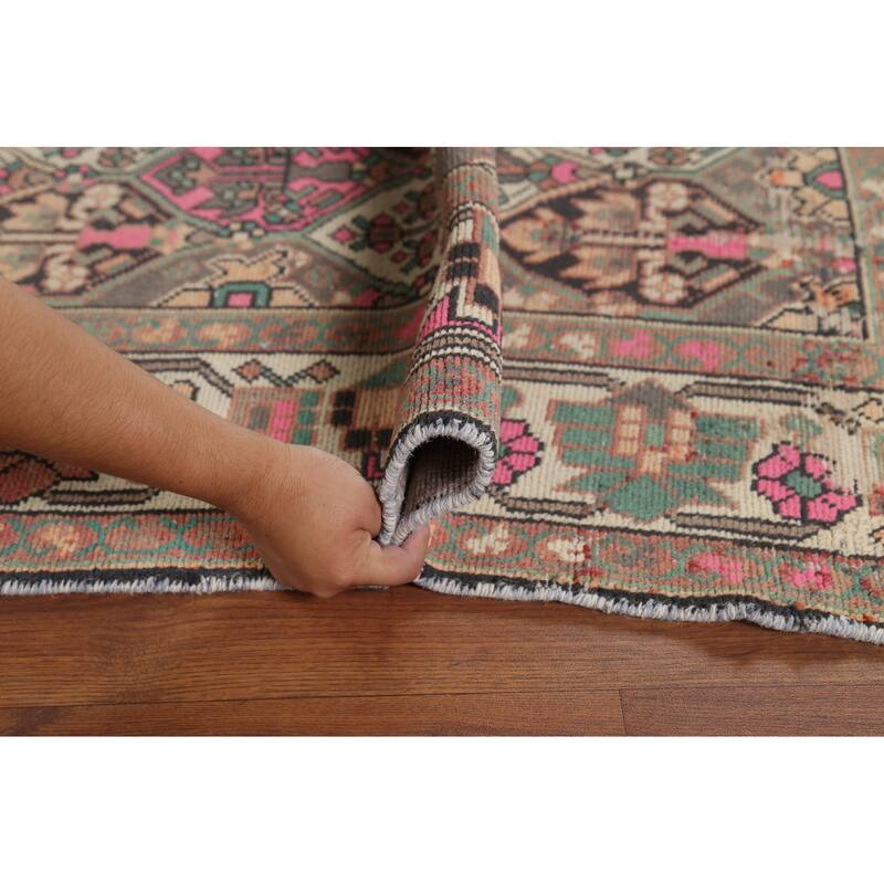 Bakhtiari Persian Vintage Area Rug Handmade Beige Wool Carpet - 6'7"x 9'7"
