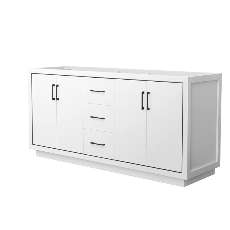 Wyndham Collection WCF1111-72D-CX-MXX Icon 71" Double Free Standing - White / Matte Black Hardware