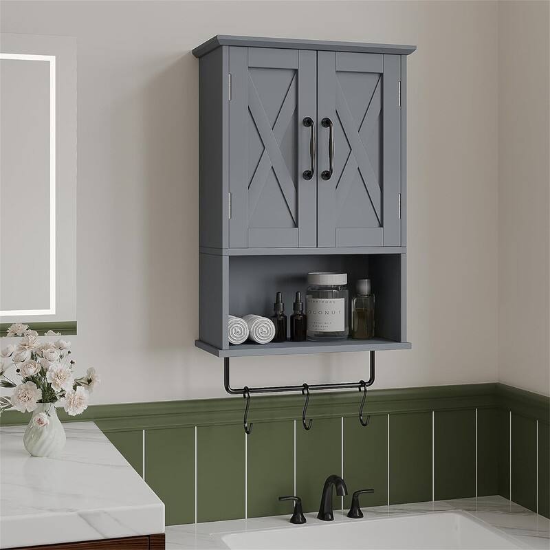 Over The Toilet Storage - 7"D x 15"W x 22"H - Grey