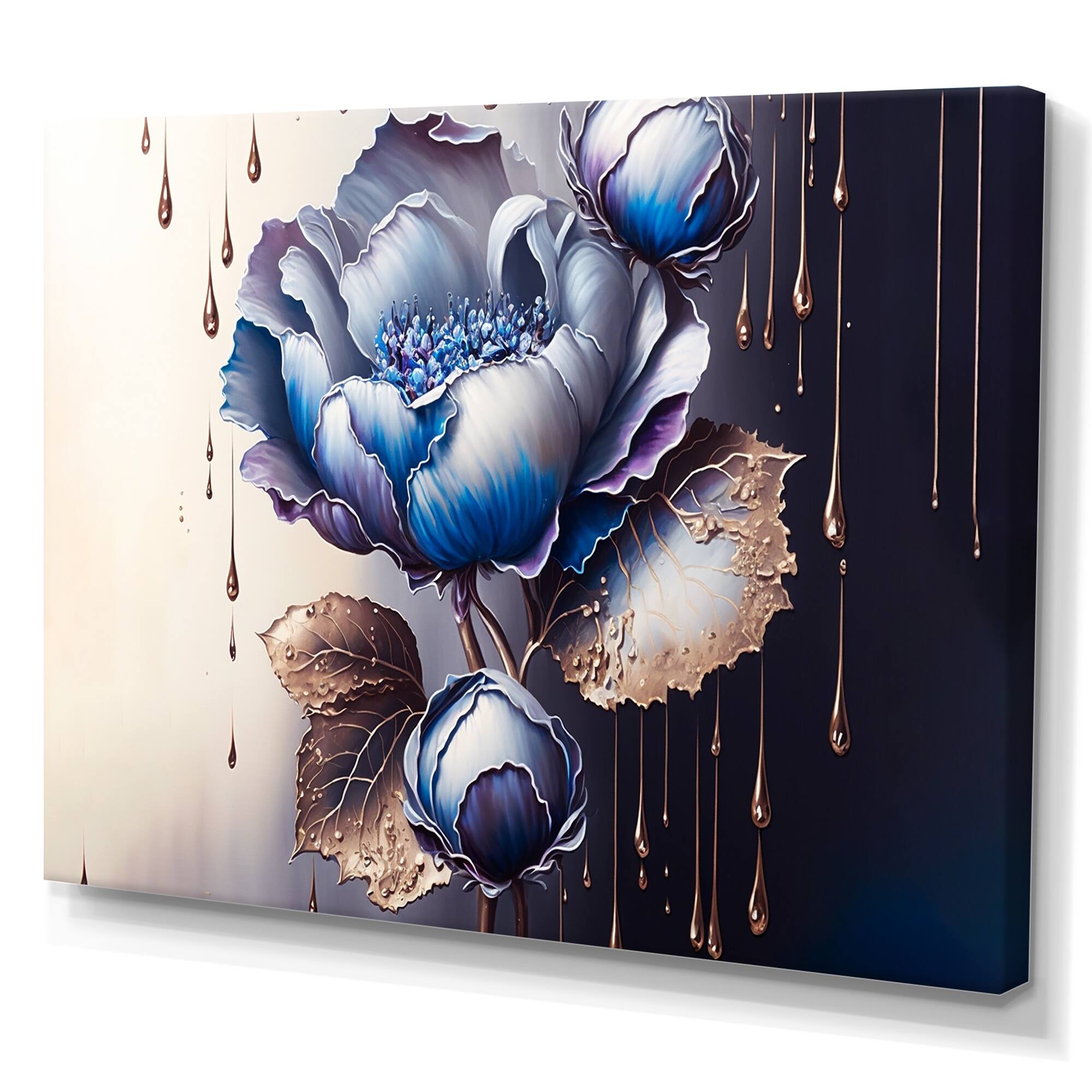 Designart 'Ice Blue And Purple Violets I' Floral & Botanical Canvas ...