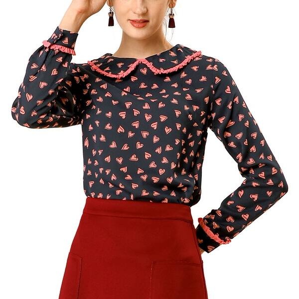 Shop Women S Cute Ruffle Peter Pan Collar Long Sleeve Casual Work
