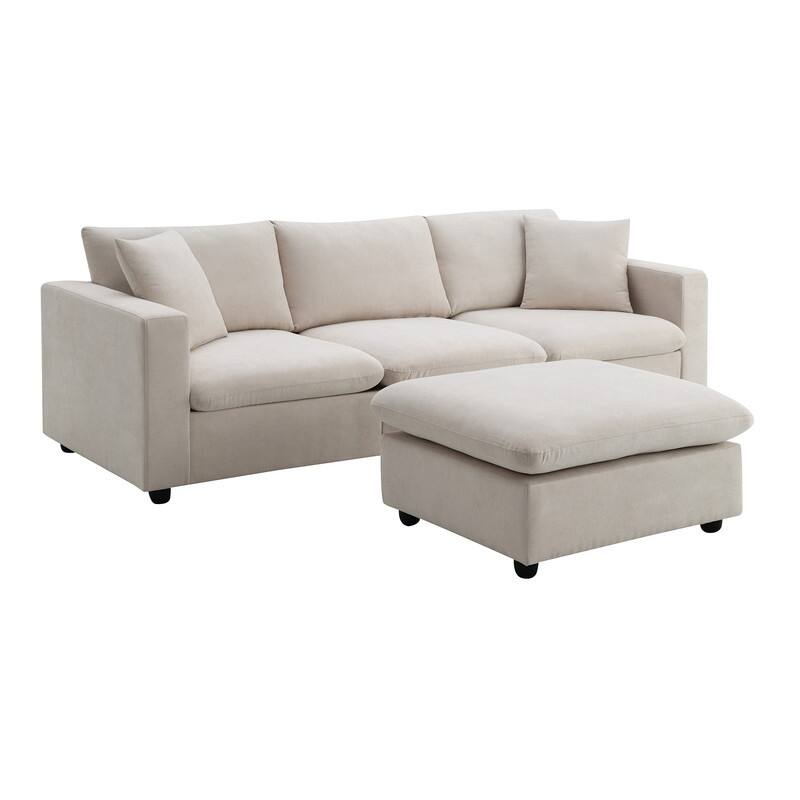 100.4" L-shaped Triple Sofa with Two Throw Pillows