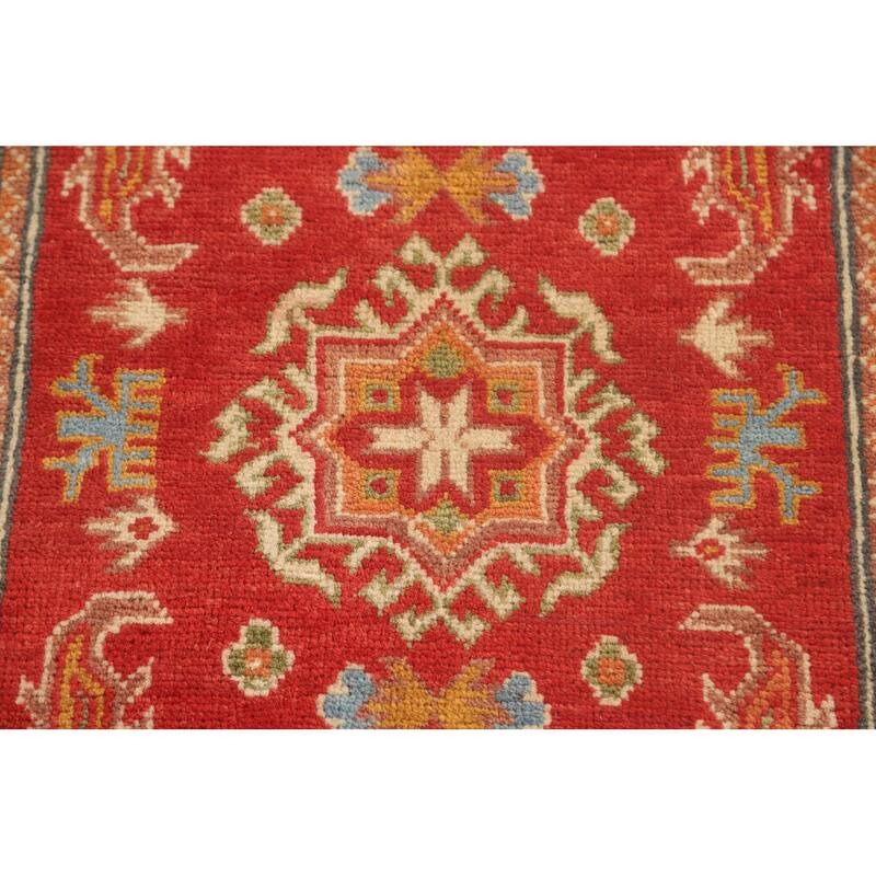 Kazak Oriental Accent Rug Handmade Red Wool Carpet - 2'7"x 4'2"