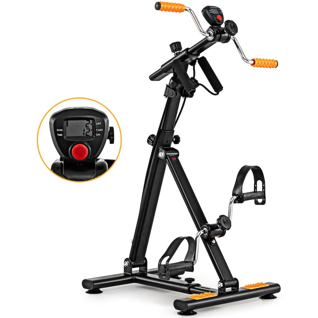 Gymax Exercise Bike w/ Adjustable Resistance LCD Monitor Hands & Feet