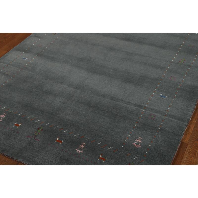 Hand Knotted Oriental 100% Wool Carpet Tribal Tribal Greys & Charcoal Gabbeh Area Rug - 7' 9'' X 5' 0''