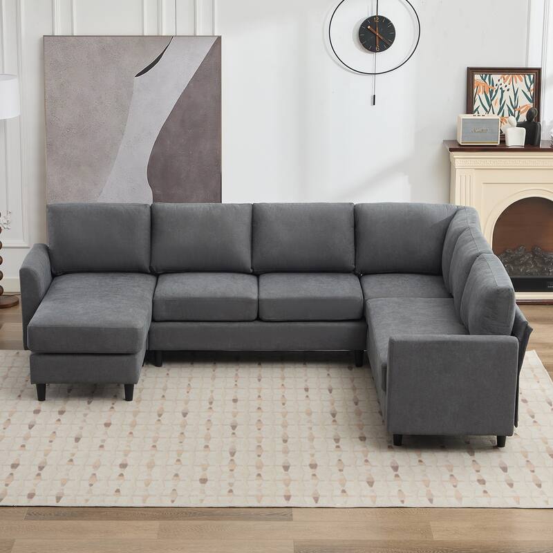 Snow Velvet Sectional Sofa
