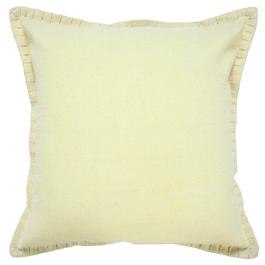 Hand Woven Embroidered Edge Square Throw Pillow - 20" - Yellow