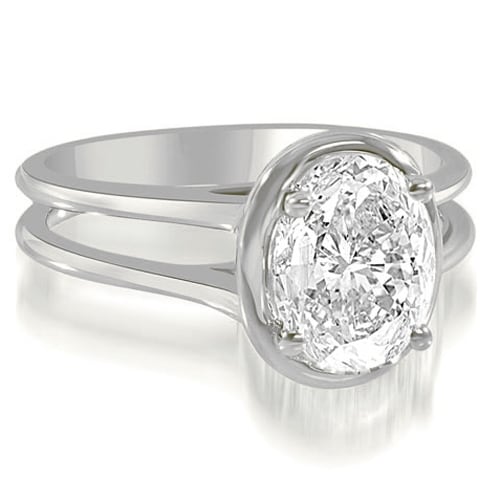 0.50 cttw. 14K White Gold Split Shank Halo Oval Cut Diamond Engagement Ring