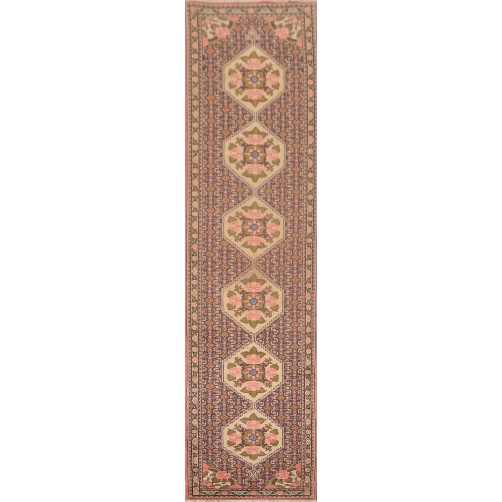 Geometric Bidjar Persian Vintage Runner Rug Handmade Wool Carpet - 2'0"x 9'9"