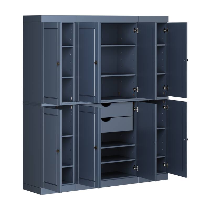 Palace Imports 100% Solid Wood Pantry Cabinet, Raised Panel Doors, Adjustable Shelves, 65" Wide, 71.5" Tall - 65" x 71.5"