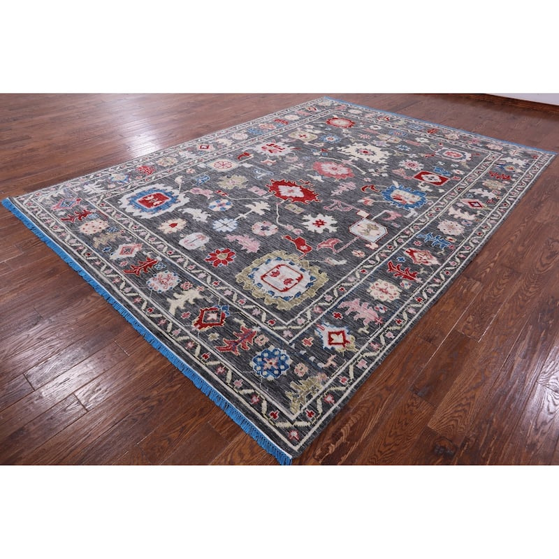 Golden Nile Grey Turkish Oushak Hand Knotted Wool Rug - 9' 1" X 12' 5"