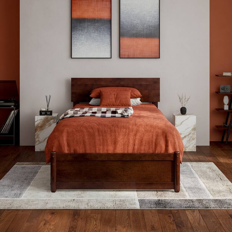 Wesley Platform Bed with Panel Footboard and Twin XL Trundle