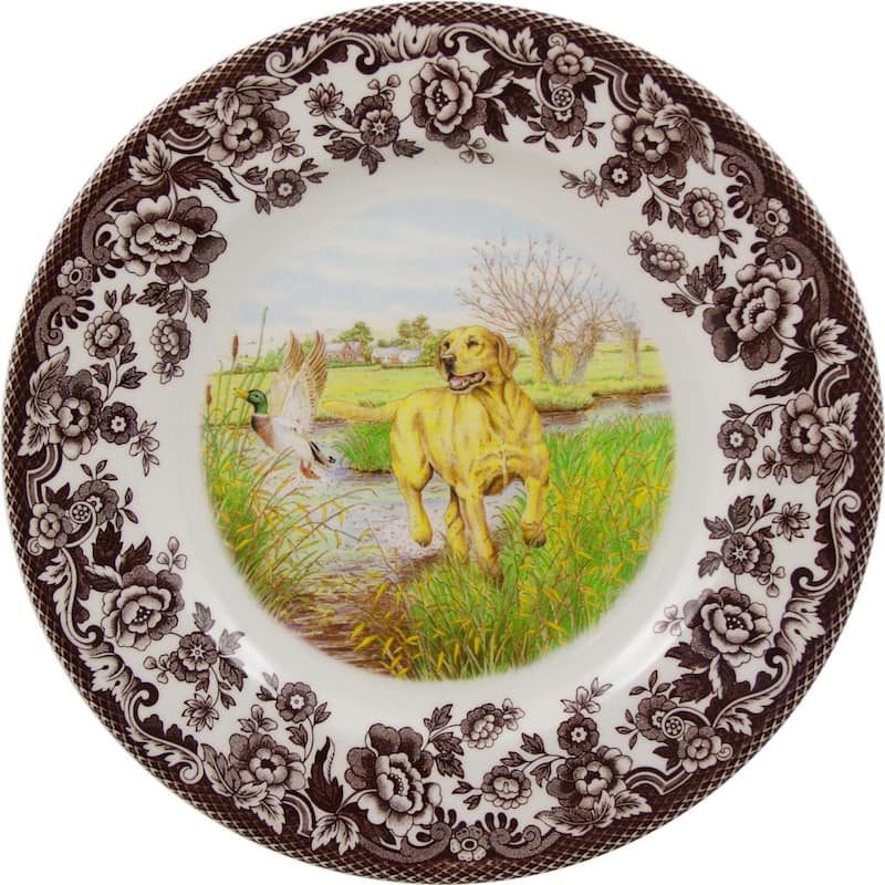 Spode Woodland Salad Plate Assorted Animals - 8 Inch - Yellow Labrador
