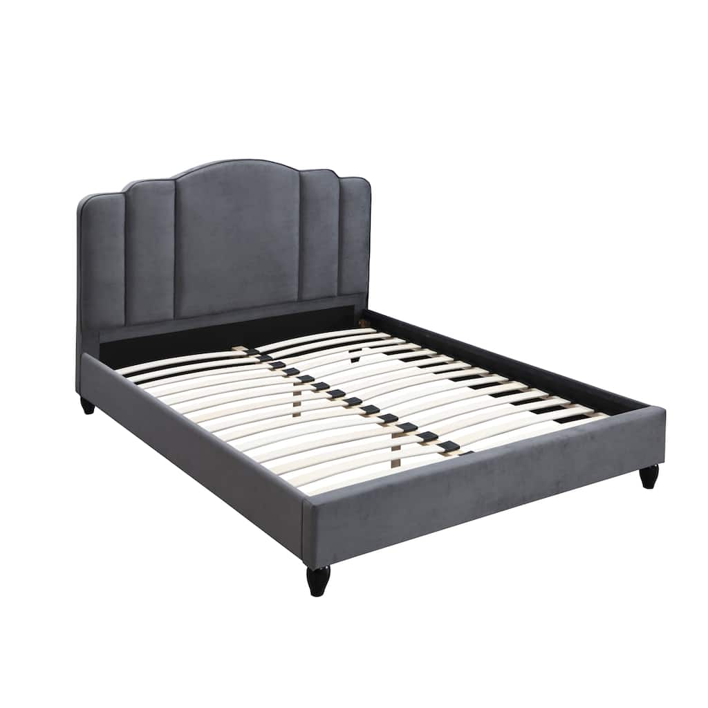 Wetherley Charcoal Tufted Platform Bed