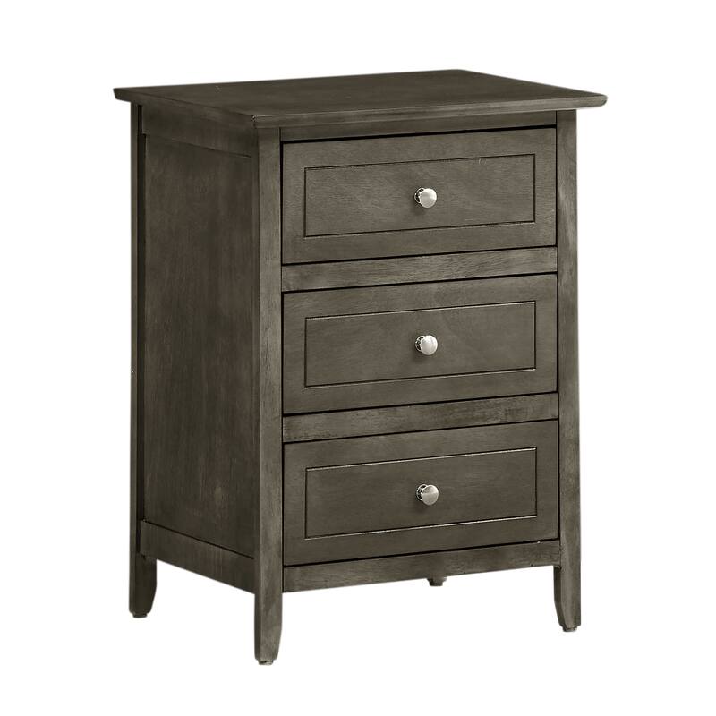Sophisticated Gray Nightstand with Three Drawers
