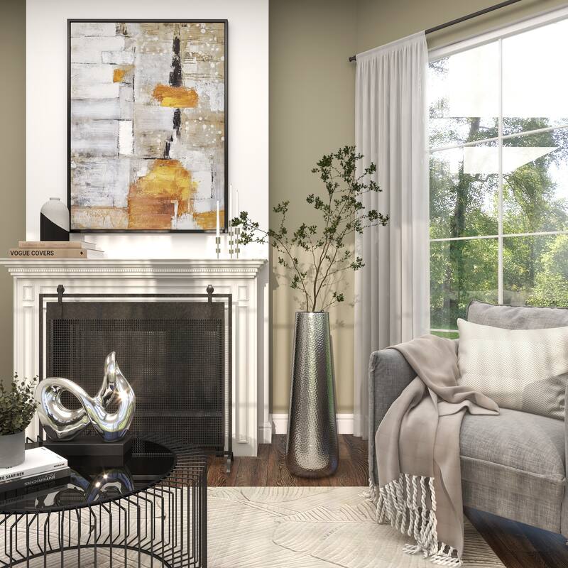 Silver Aluminum Metal Tall Hammered Vase