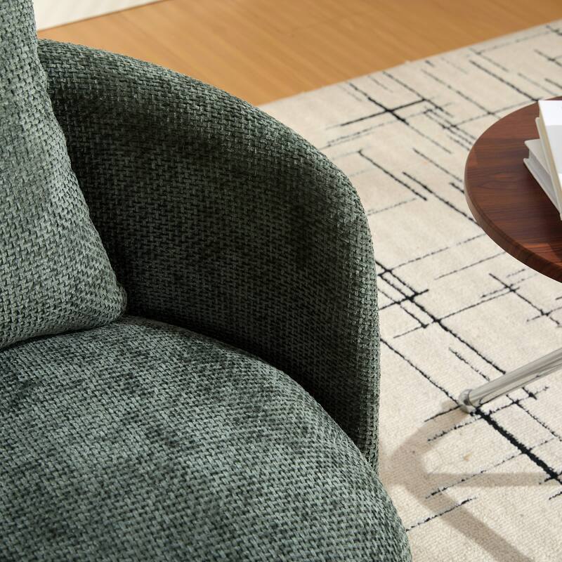 30"W Modern Round 360°Swivel Barrel Accent Chair with Pillow, Chenille Upholstered Comfy Barrel Armchair, Single Sofa Chair
