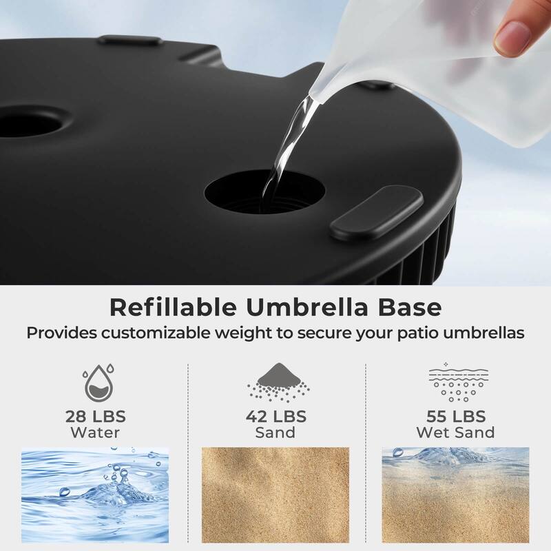 Costway Fillable Umbrella Base with Shell Texture 3 Coupler Sizes for - See Details